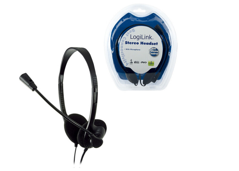 LogiLink Stereo Headset met Microphone DeLuxe zwart