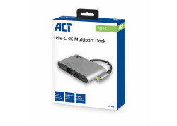 ACT USB-C 4K multiport adapter met HDMI, USB-A, LAN,  USB-C met PD Pass-Through 60W