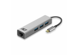 ACT AC7055 3-Poorts USB-C 3.2 (USB 3.0) Hub met Gigabit ethernet poort
