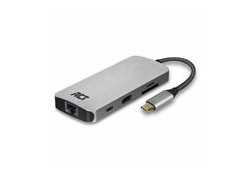 ACT USB-C 4K multiport adapter met HDMI, USB-A, LAN, Kaartlezer, USB-C met PD Pass-Through 60W