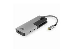 ACT USB-C naar HDMI female multiport adapter met PD Pass-Through 60W, 4K, USB-A , USB-C, kaartlezer