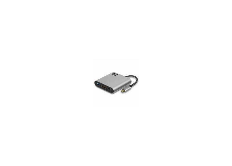 ACT USB-C naar HDMI female multiport adapter met PD Pass-Through 60W, 4K, USB-A