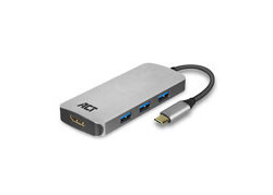 ACT USB-C naar HDMI female multiport adapter 4K, 4x USB-A, PD pass through