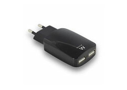 Ewent USB Charger 110-240V 2 port smart charging 3.1A black