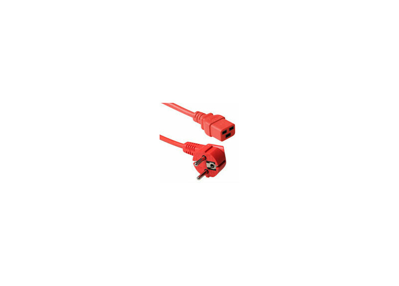 ACT Netsnoer CEE 7/7 male (haaks) - C19 rood 1,8 m