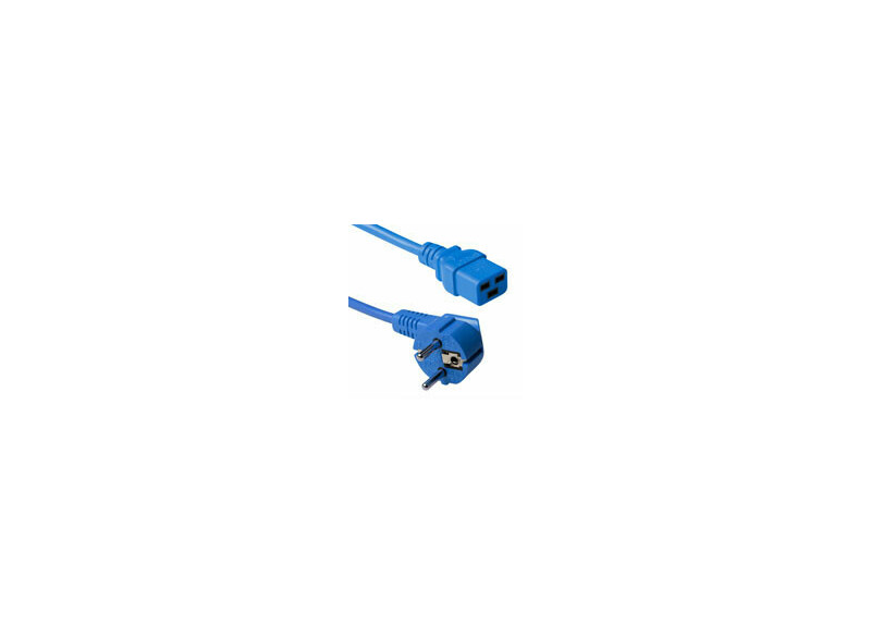 ACT Netsnoer CEE 7/7 male (haaks) - C19 blauw 0,6 m