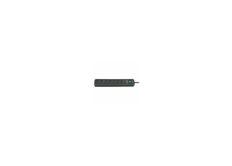 Brennenstuhl Secure-Tec, stekkerdoos, 6 sockets, 2m, zwart, met schakelaar en overspanningsbeveiliging