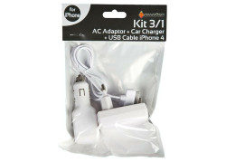 Under Control Iphone 4 AC Adapter + Auto Oplader + USB Kabel