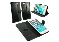 Tuff-Luv Echt lederen portemonnee hoes en screen protector voor iPhone 6/ 6s Zwart