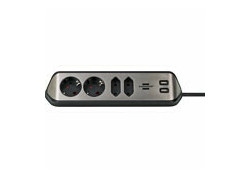 Brennenstuhl Estilo Corner, stekkerdoos met USB poorten, 4 sockets, 2m, zwart