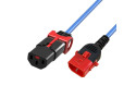 ACT Netsnoer C13 IEC Lock+ - C14 IEC Lock Dual Locking blauw 1 m, PC3619