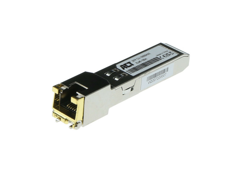 ACT SFP 1000Base copper RJ45 transceiver gecodeerd voor HP / HPE / Aruba / Procurve / H3C (JD089A/JD089B/JD089D)