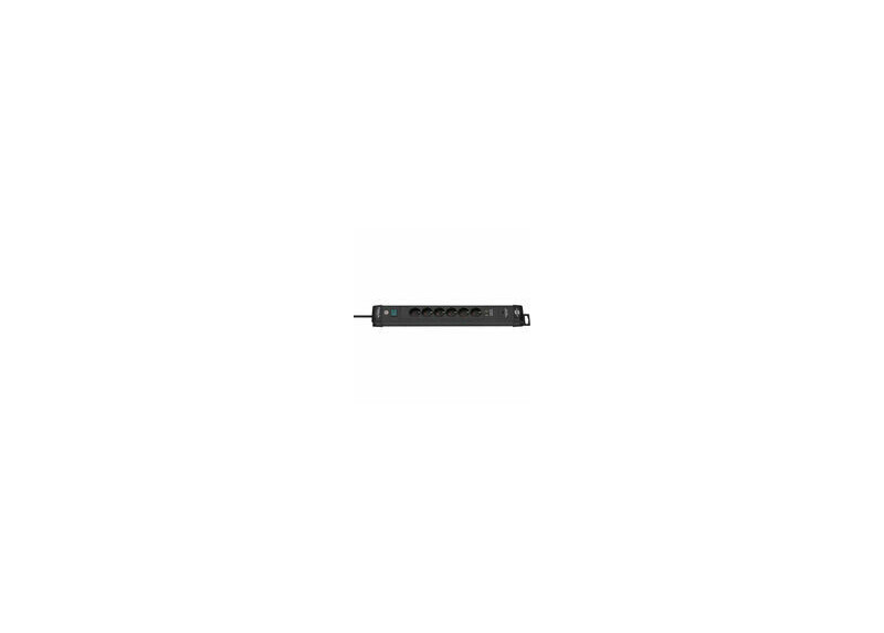 Brennenstuhl Premium-Line, stekkerdoos, 6 sockets, 3m, zwart, met schakelaar en 2x USB A 1x USB C